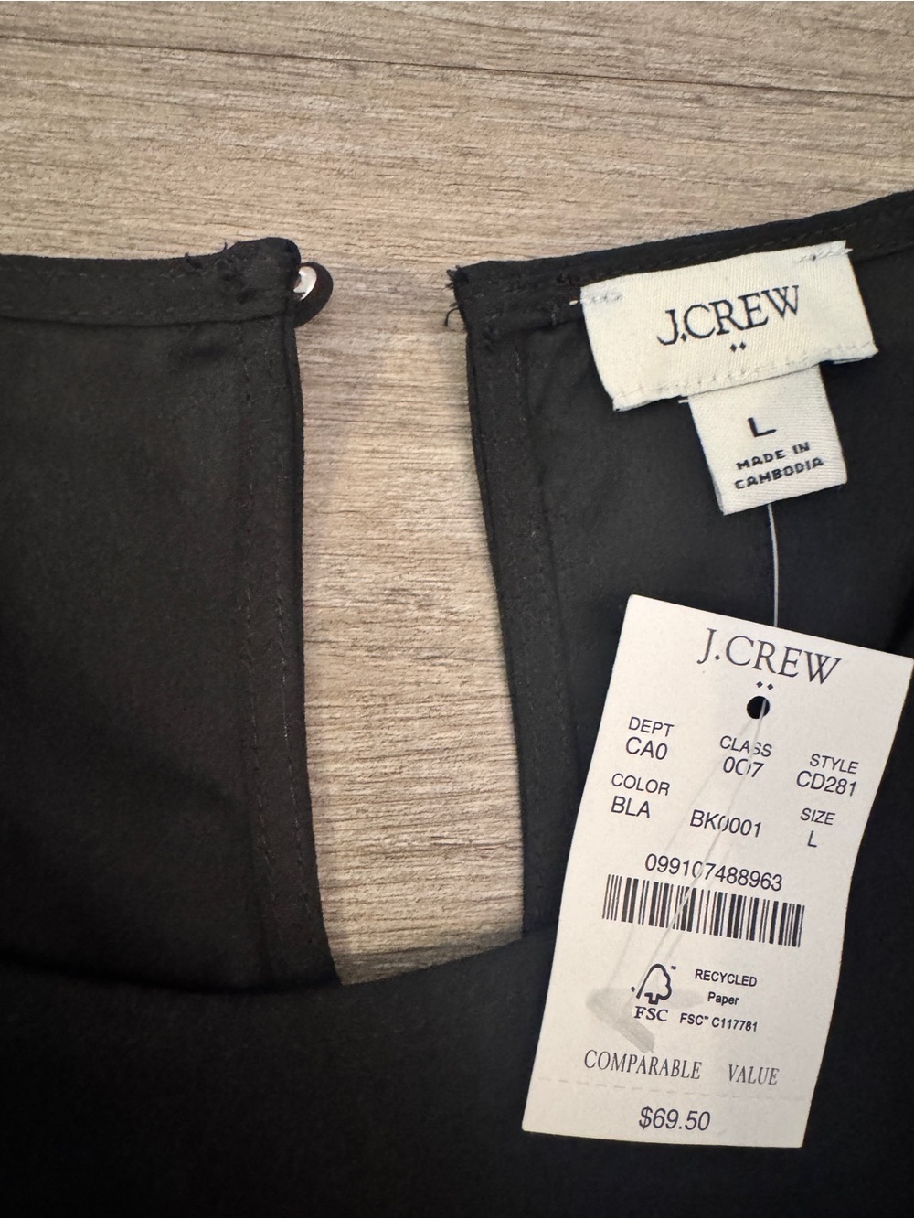 J. Crew Black Short-Sleeve Crepe Top - Picture 2 of 4